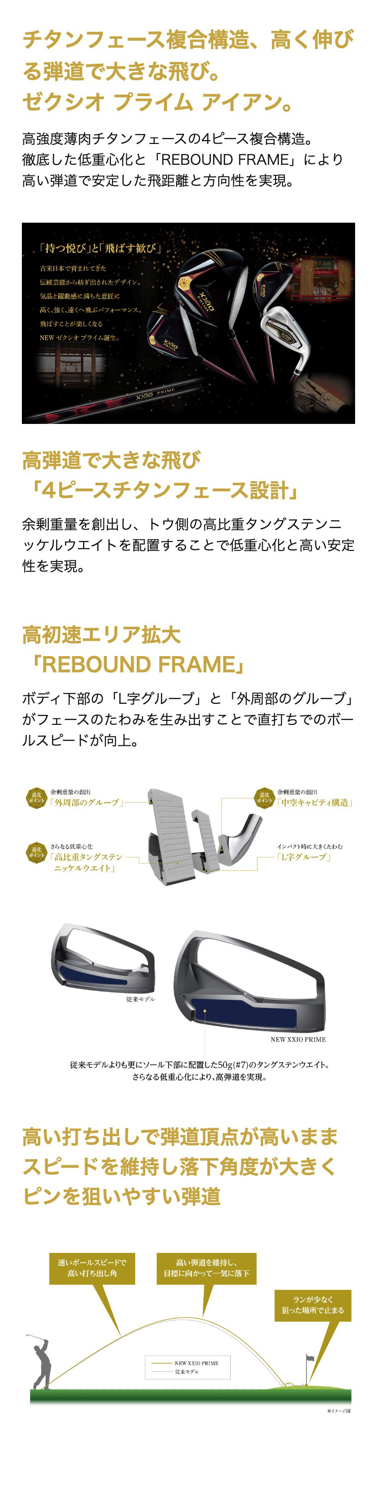 ゼクシオ プライム アイアン SP-1300 カーボンシャフト 4本セット（＃7～9、PW）【2025モデル】