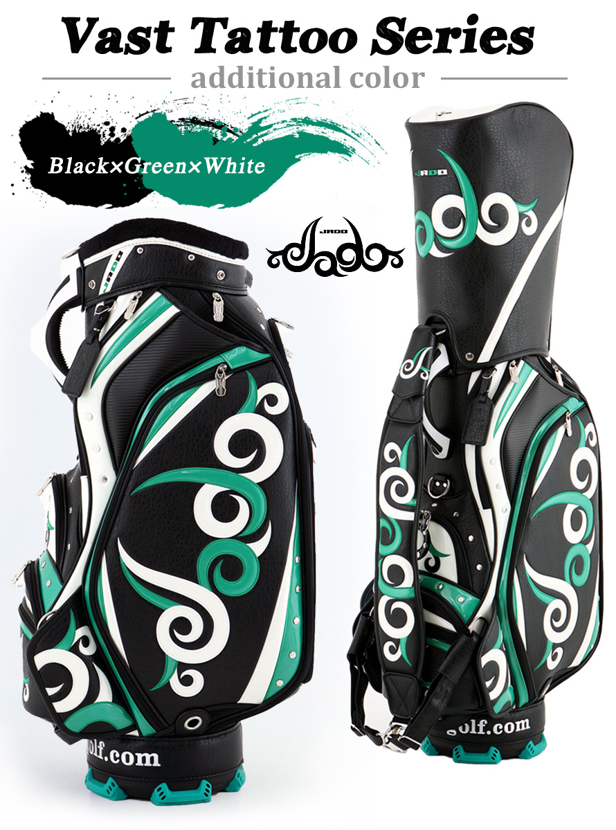 ゴルフキャディーバッグ JADO Vast Tattoo series Additional color ブラック×グリーン×ホワイト