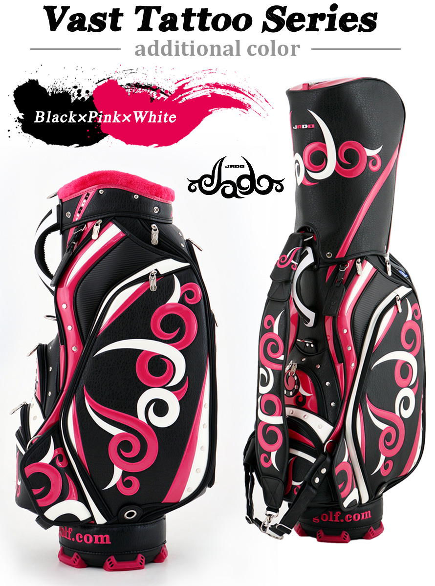 ゴルフキャディーバッグ JADO Vast Tattoo series Additional color ブラック×ピンク×ホワイト
