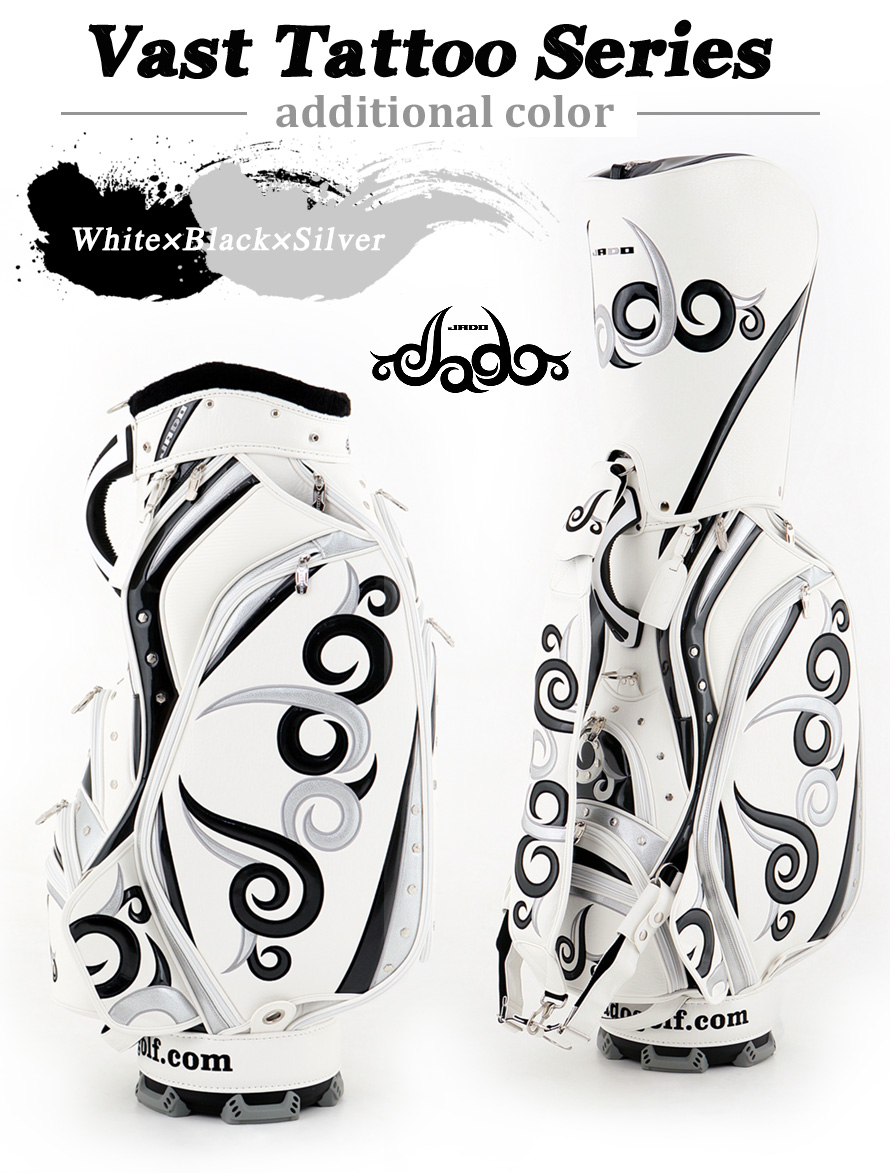 ゴルフキャディーバッグ JADO Vast Tattoo series Additional color ホワイト×ブラック×シルバー 2018年5月発売アイテム
